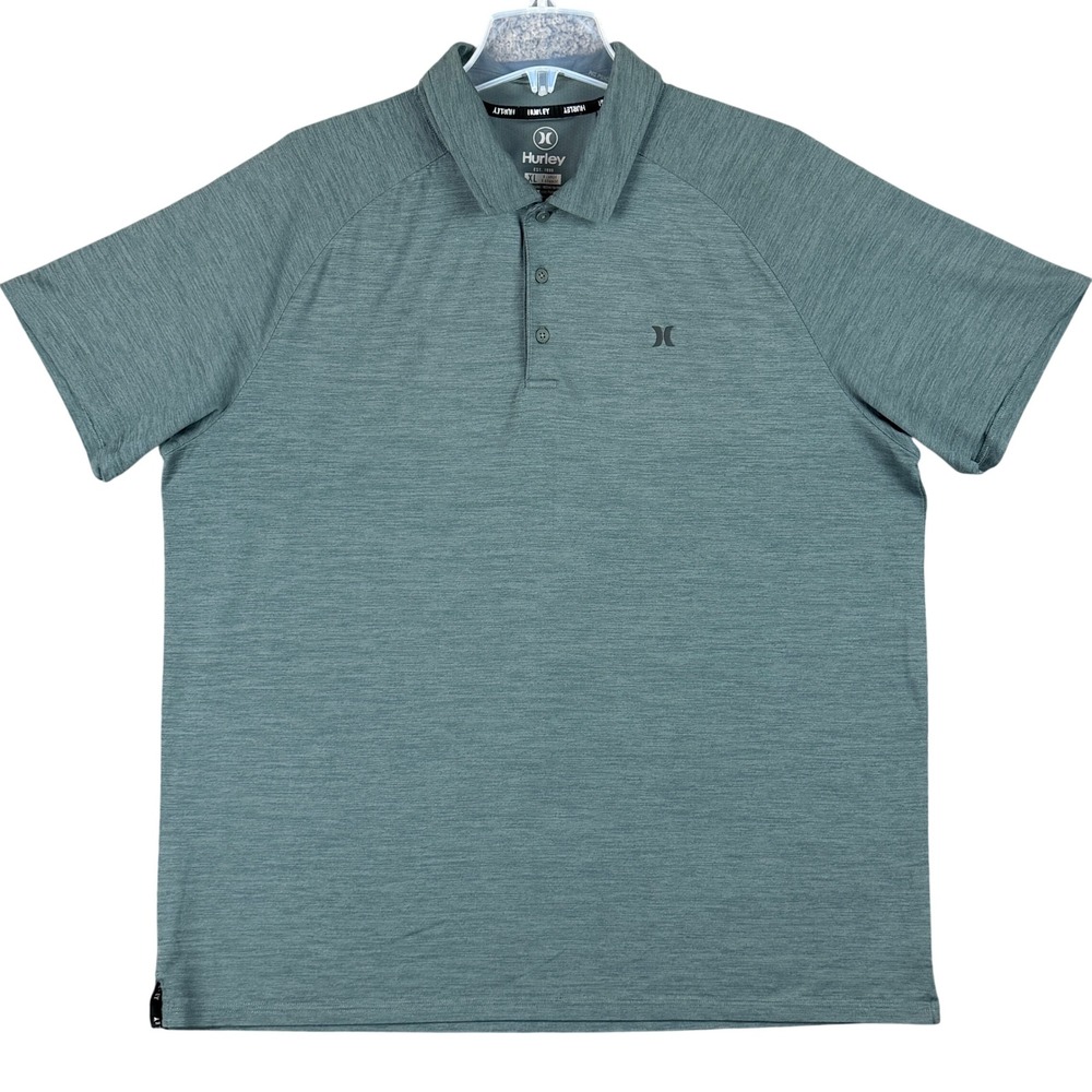 Hurley Men's XL Performance Polo Shirt Teal Green Heathered Short Sleeve Stretch